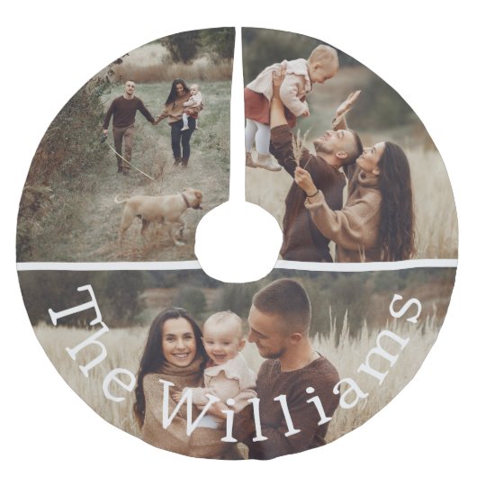 Moderne Boho Kerstmis | Foto met naam boomrok Kerstboom Rok (Voorkant)