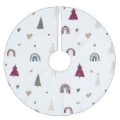 Moderne Boho Kerstmis Regenboog en Heart Tree Rok Kerstboom Rok (Voorkant)