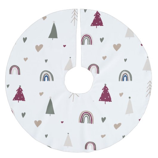 Moderne Boho Kerstmis Regenboog en Heart Tree Rok Kerstboom Rok (Voorkant)