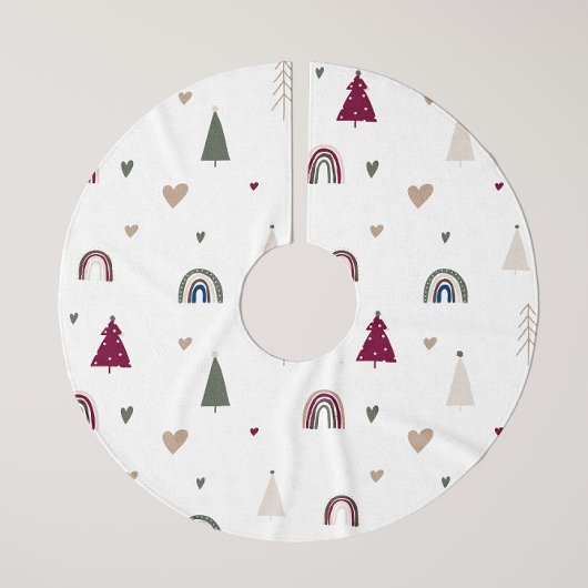 Moderne Boho Kerstmis Regenboog en Heart Tree Rok Kerstboom Rok