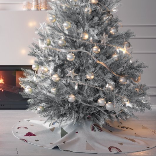 Moderne Boho Kerstmis Regenboog en Heart Tree Rok Kerstboom Rok