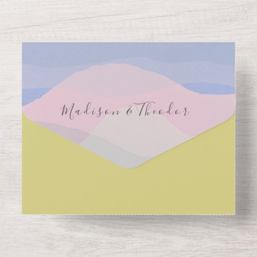 Moderne Boho Kleurrijke Fotobruiloft All In One Uitnodiging (Achterkant)