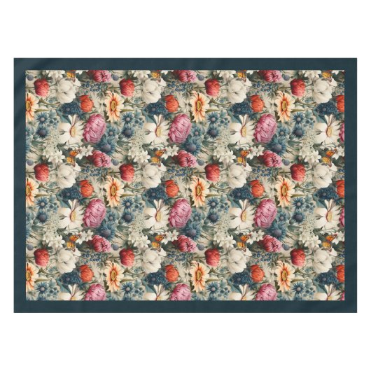Moderne Boho kleurrijke wilde bloemen en vlinders Tafelkleed (Voorkant (Horizontaal))