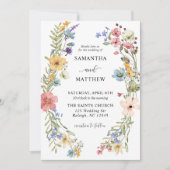 Moderne Boho Kleurrijke Wildflower Bloemen Bruilof Kaart (Voorkant)