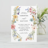 Moderne Boho Kleurrijke Wildflower Bloemen Bruilof Kaart (Staand voorkant)