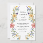 Moderne Boho Kleurrijke Wildflower Bloemen Bruilof Kaart (Voorkant)