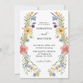 Moderne Boho Kleurrijke Wildflower Bloemen Bruilof Kaart (Voorkant)