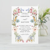 Moderne Boho Kleurrijke Wildflower Bloemen Bruilof Kaart (Staand voorkant)