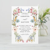 Moderne Boho Kleurrijke Wildflower Bloemen Bruilof Kaart (Staand voorkant)