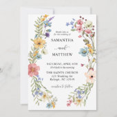 Moderne Boho Kleurrijke Wildflower Bloemen Bruilof Kaart (Voorkant)