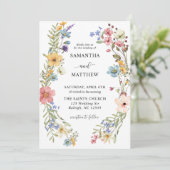 Moderne Boho Kleurrijke Wildflower Bloemen Bruilof Kaart (Staand voorkant)