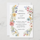 Moderne Boho Kleurrijke Wildflower Bloemen Bruilof Kaart (Voorkant)