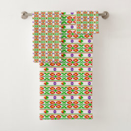 Moderne Boho Kruissteek Naadloos Folk Patroon Bad Handdoek