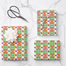 Moderne Boho Kruissteek Naadloos Folk Patroon Inpakpapier Vel
