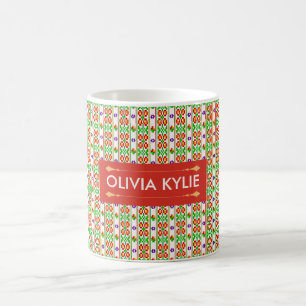 Moderne Boho Kruissteek Naadloos Folk Patroon Koffiemok
