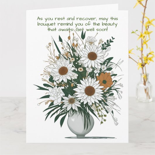 Moderne Boho kunstbloem in een vaas wordt snel bet Kaart (Gele Bloem)