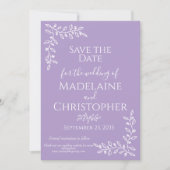 Moderne Boho Lavendel Botanische Fotobruiloft Save The Date (Voorkant)