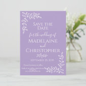 Moderne Boho Lavendel Botanische Fotobruiloft Save The Date (Staand voorkant)