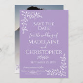 Moderne Boho Lavendel Botanische Fotobruiloft Save The Date (Voorkant / Achterkant)