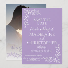 Moderne Boho Lavendel Botanische Fotobruiloft Save The Date