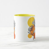 Moderne Boho Lijn Kunst Bloem Geel Twee-Tons Mok (Midden)