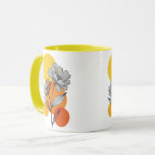 Moderne Boho Lijn Kunst Bloem Geel Twee-Tons Mok (Voorkant links)