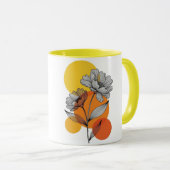Moderne Boho Lijn Kunst Bloem Geel Twee-Tons Mok (Voorkant rechts)