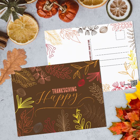 Moderne Boho-lijn Kunst Herfst Loof Thanksgiving Briefkaart