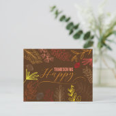 Moderne Boho-lijn Kunst Herfst Loof Thanksgiving Briefkaart (Staand voorkant)