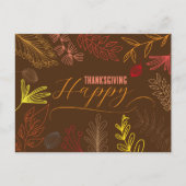 Moderne Boho-lijn Kunst Herfst Loof Thanksgiving Briefkaart (Voorkant)