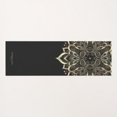 Moderne Boho Lotus Zwart Goud Mandala Monogram Yogamat (Achterkant (horizontaal))
