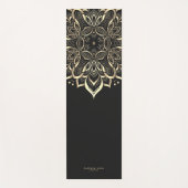 Moderne Boho Lotus Zwart Goud Mandala Monogram Yogamat (Voorkant)