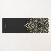 Moderne Boho Lotus Zwart Goud Mandala Monogram Yogamat (Voorkant (horizontaal))