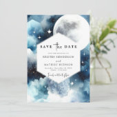 Moderne Boho Maanverlichte bruiloft Save The Date (Staand voorkant)