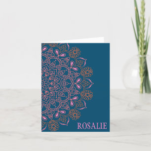 Moderne Boho Mandala Medaillon in Teal Persoonlijk Bedankkaart