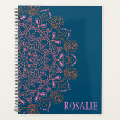 Moderne Boho Mandala Medaillon in Teal Persoonlijk Planner (Voorkant)