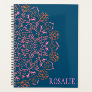 Moderne Boho Mandala Medaillon in Teal Persoonlijk Planner