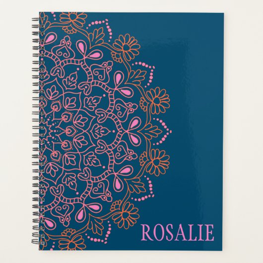 Moderne Boho Mandala Medaillon in Teal Persoonlijk Planner (Voorkant)