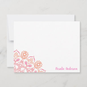 Moderne Boho Mandala Roze en Oranje Persoonlijke Notitiekaartje