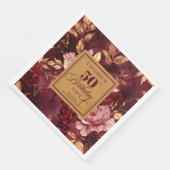 Moderne Boho Maroon Blush Gold 50e Verjaardag Serv Servet (Hoek)