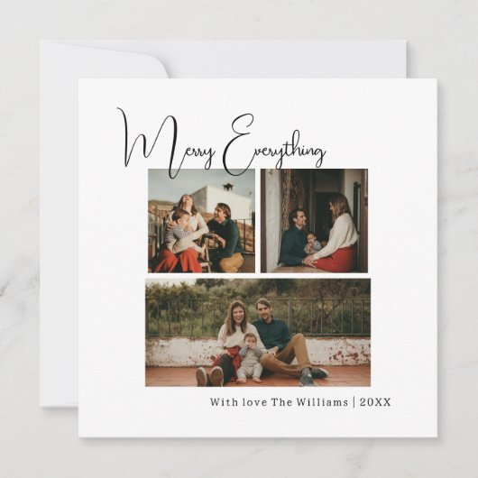Moderne Boho Merry Alles Zes Foto Kerstmis Feestdagenkaart (Voorkant)