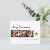 Moderne Boho Merry Christmas 3 Fotocollage Feestdagenkaart (Staand voorkant)