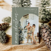 Moderne Boho Merry Christmas Arch Foto Feestdagenkaart