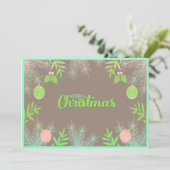 Moderne boho Merry Christmas botanische flat Feestdagenkaart (Staand voorkant)