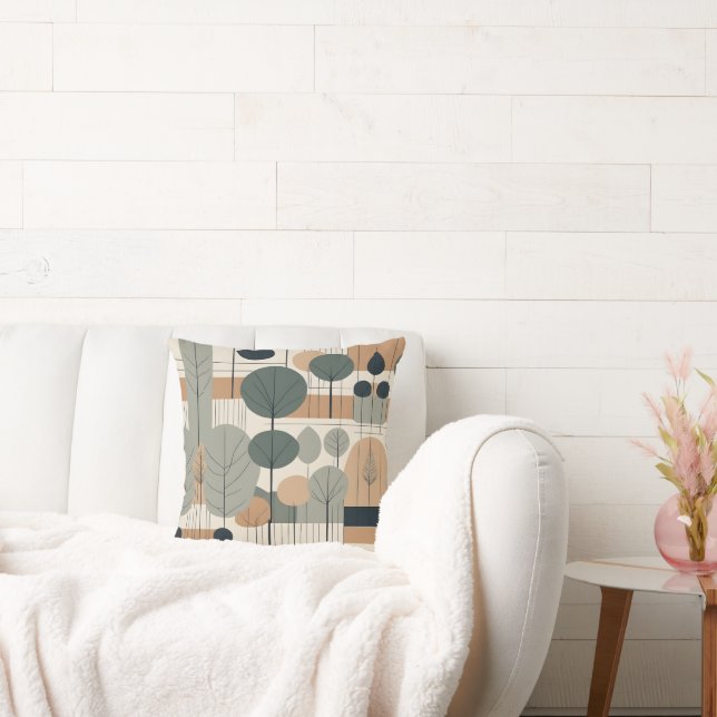 Moderne Boho met bomen Kussen (Bank)