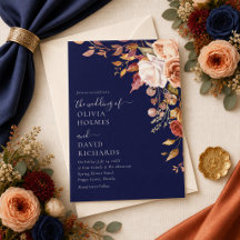 Moderne Boho Middenblauwe Verbrande Oranje Trouwda