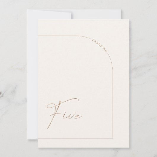 Moderne Boho Minimaal Boog Tafel Vijf Tafelnummer (Voorkant)