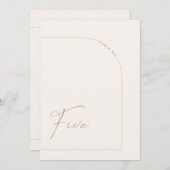 Moderne Boho Minimaal Boog Tafel Vijf Tafelnummer (Voorkant / Achterkant)