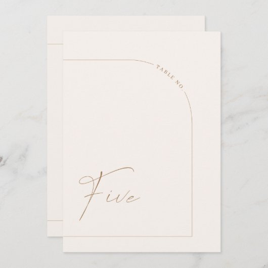 Moderne Boho Minimaal Boog Tafel Vijf Tafelnummer (Voorkant / Achterkant)