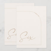 Moderne Boho Minimale Arch Tabel 6 Tabel Aantal Kaart (Voorkant / Achterkant)